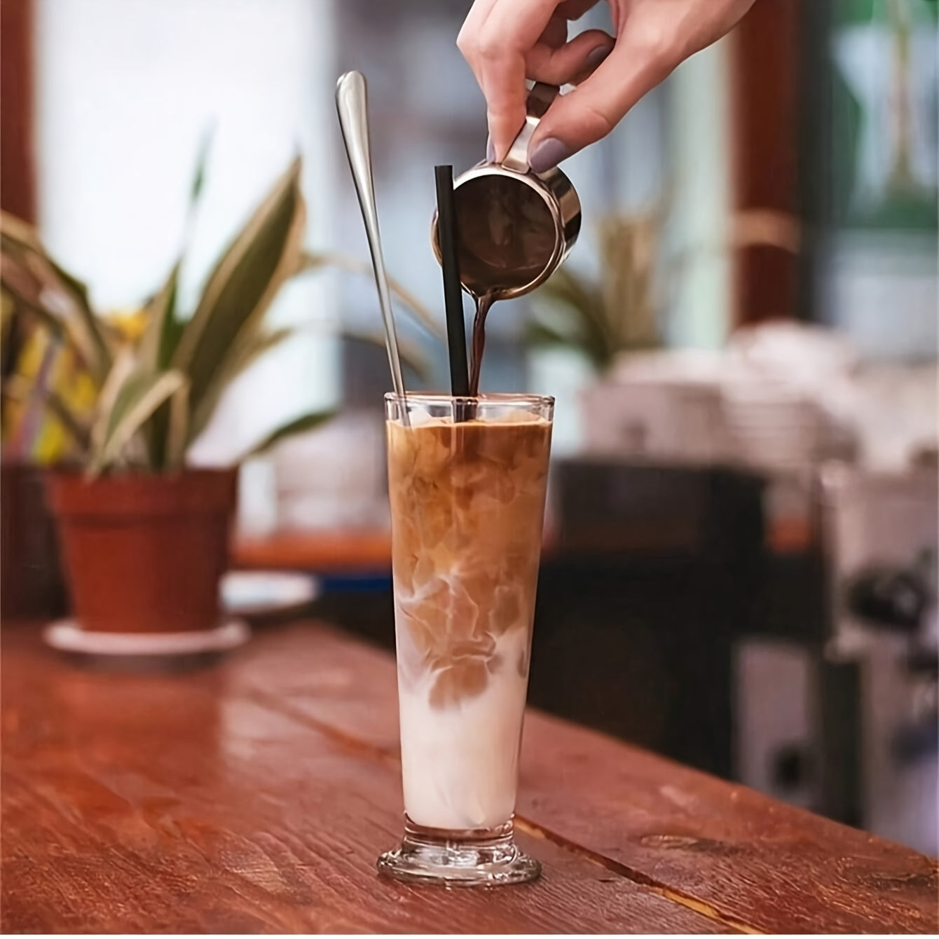 Set of 4 Stainless Steel Long Handle Spoons for Coffee, Ice Cream, Desserts