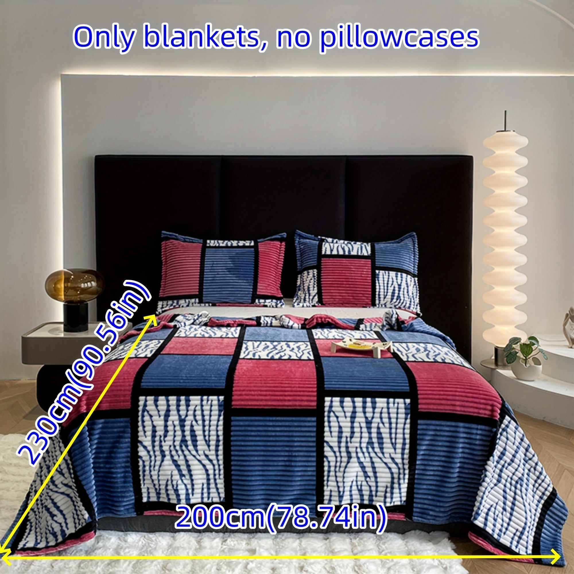 Striped Grid Blanket Lightweight Breathable All-Season Sofa Bed Travel 1 Piece