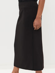 Falda midi de talla grande para mujer en negro con abertura lateral, elástica, de casual a formal