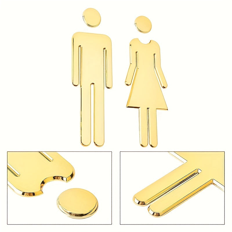 Self-Adhesive Bathroom Signs for Men and Women Silver Gold Tone Office or Business Decor