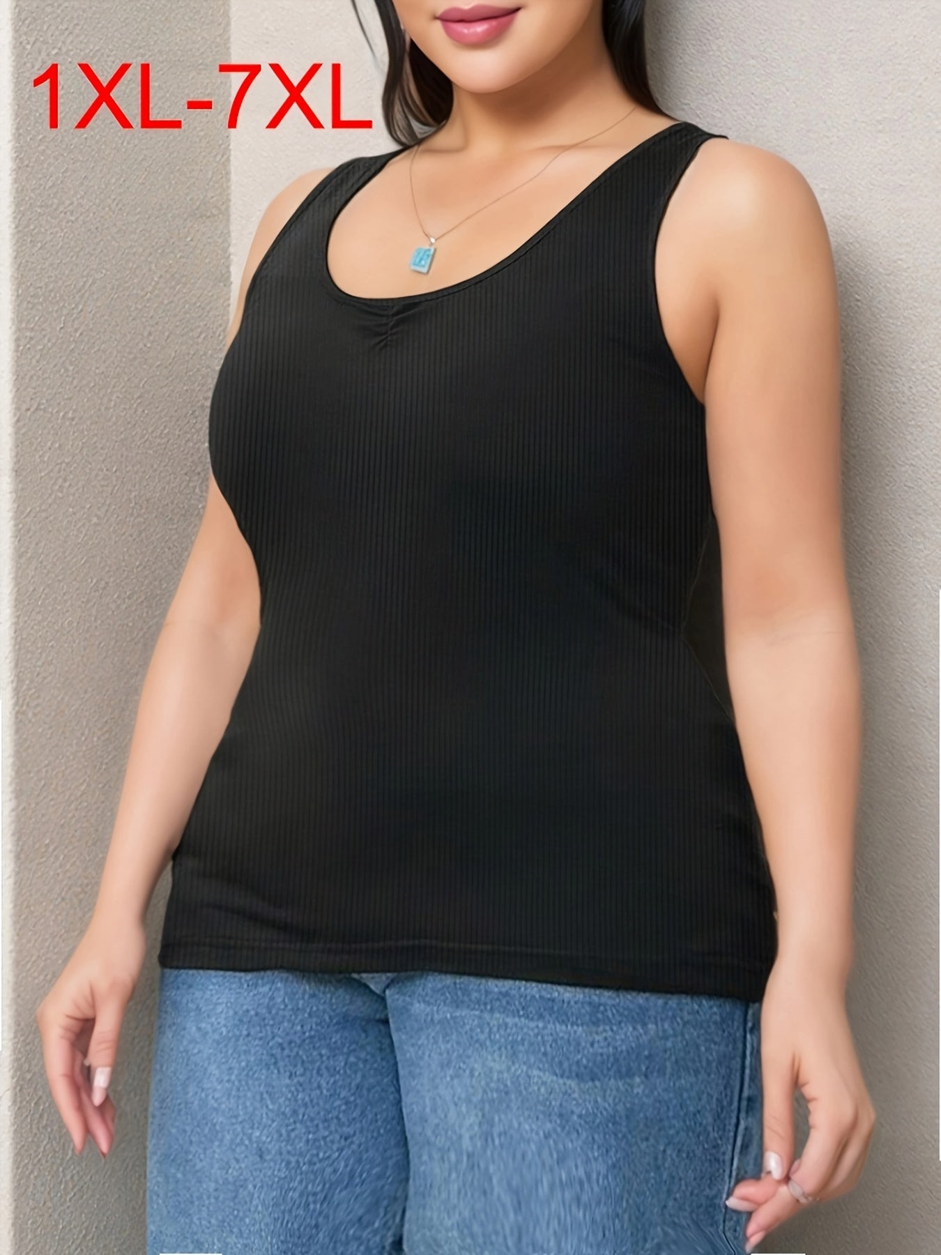 Plus Size Women's Cami Tank Top Off-Shoulder Ruched Stretchy Breathable