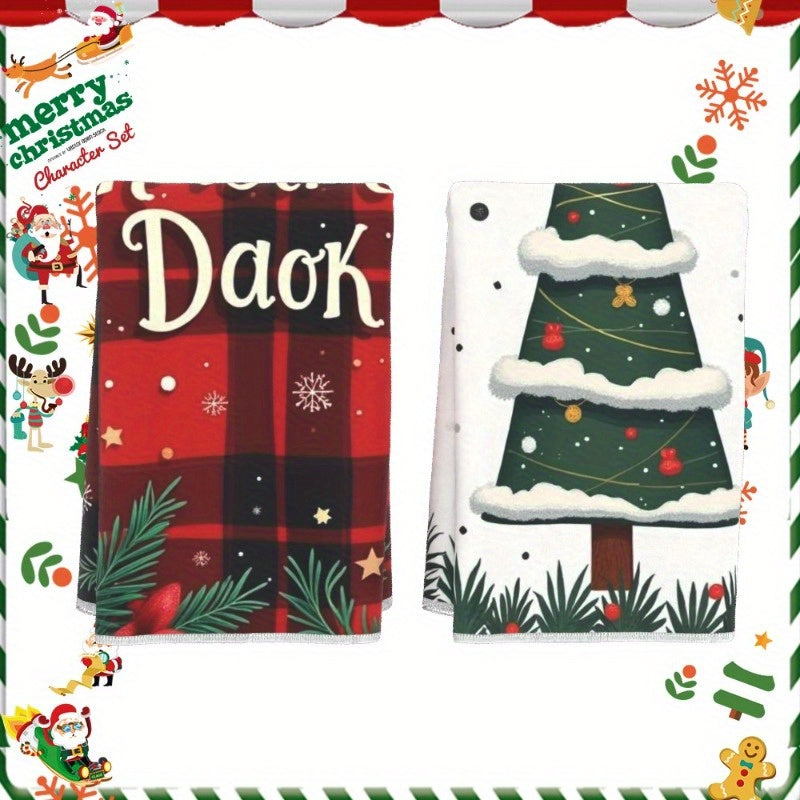 2-Piece Kitchen Towel Set 45.72x66.04cm Soft Winter Holiday Tea Christmas