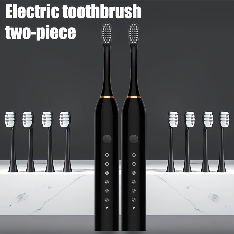 Qayta to'ldiriladigan elektr tish cho'tkasi, sezgir g'amlarga mo'ljallangan, 2 ta paket, 6 ta rejim