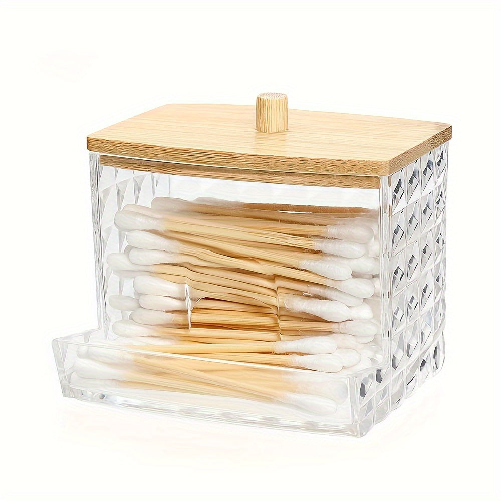 Acrylic Storage Containers with Wooden Lids for Dust-Proof Jewelry and Cosmetic Organization