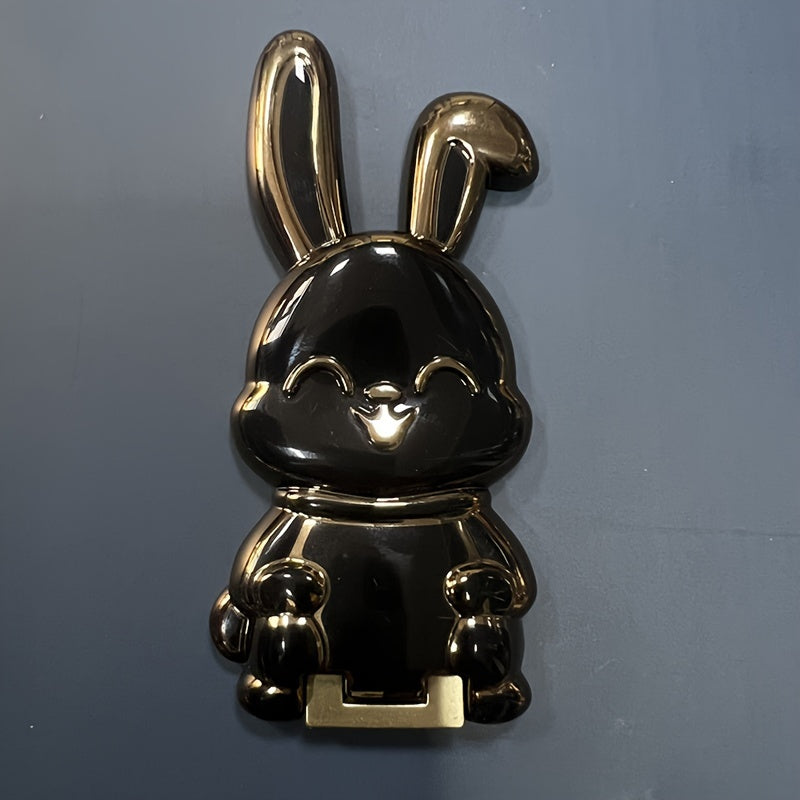 Waterproof Foldable ABS Phone Stand with Adjustable Cartoon Bunny Design for Smartphones and Tablets