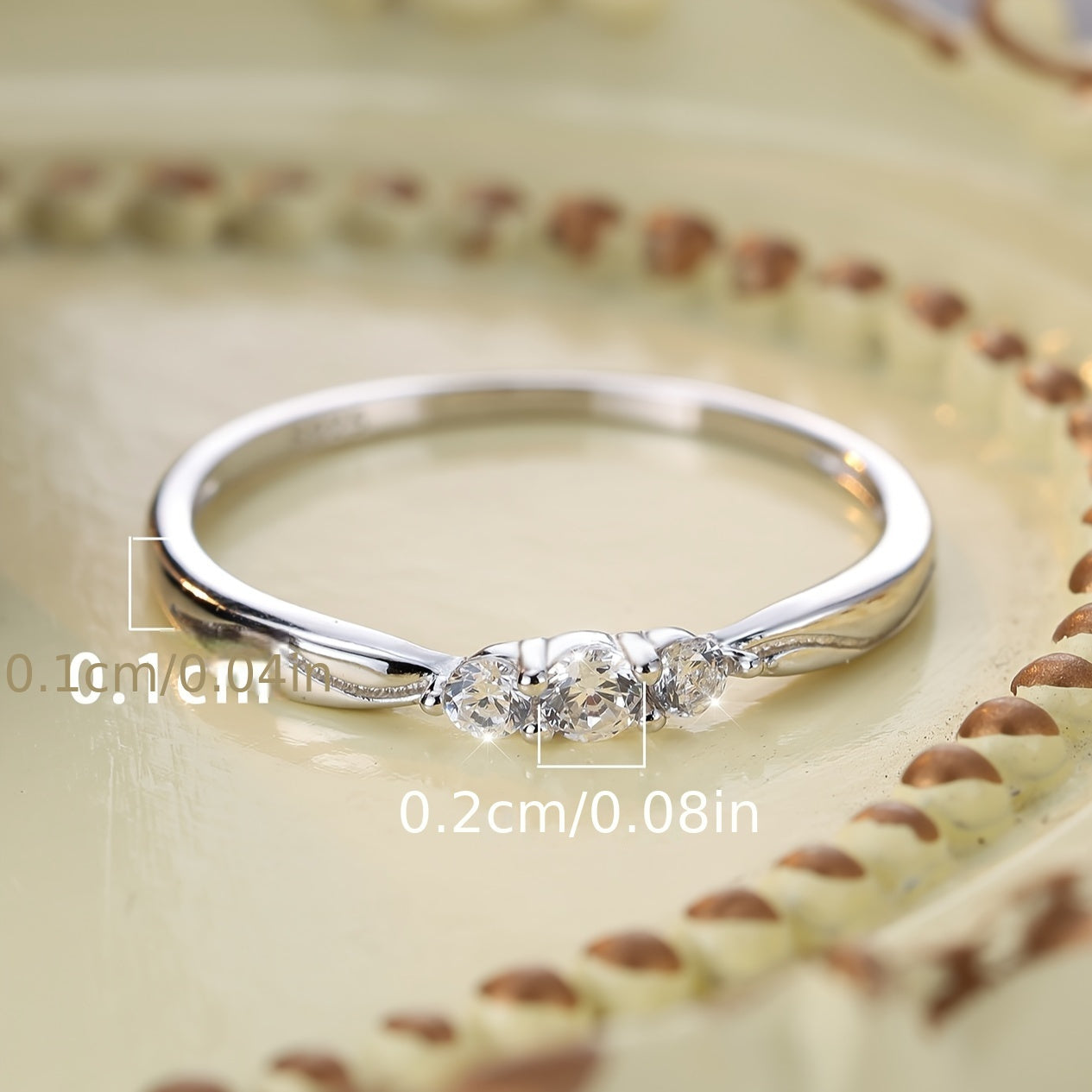 Sterling Silver Ring with White Zircons for Weddings and Gifts