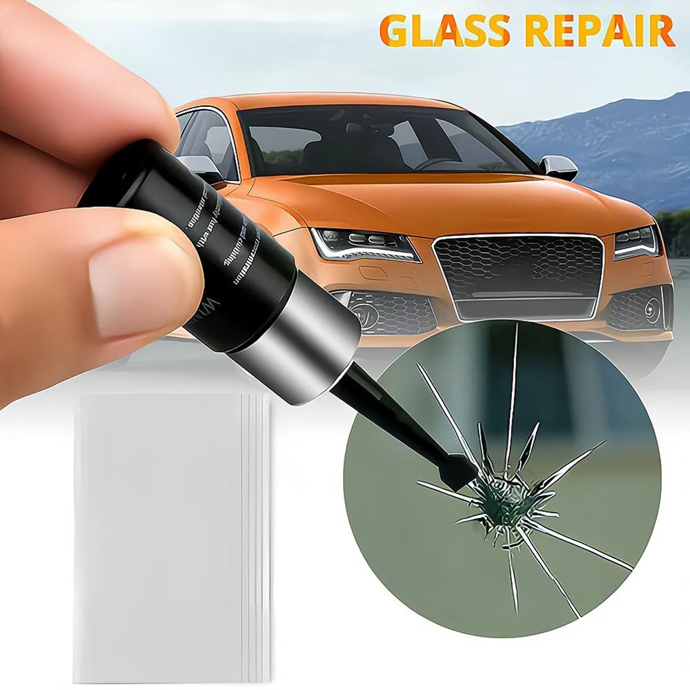 Car Glass Repair Kit for Cracks and Chips with Curing Glue and Accessories