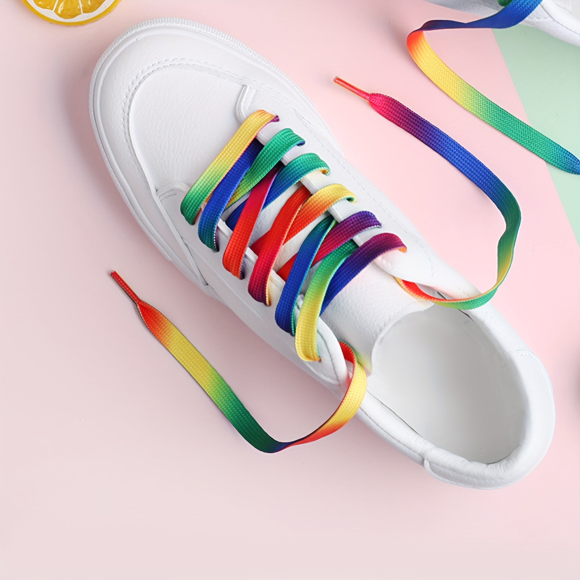 Unisex/Casual Colorful Rainbow Gradient Canvas Shoe Laces 120cm