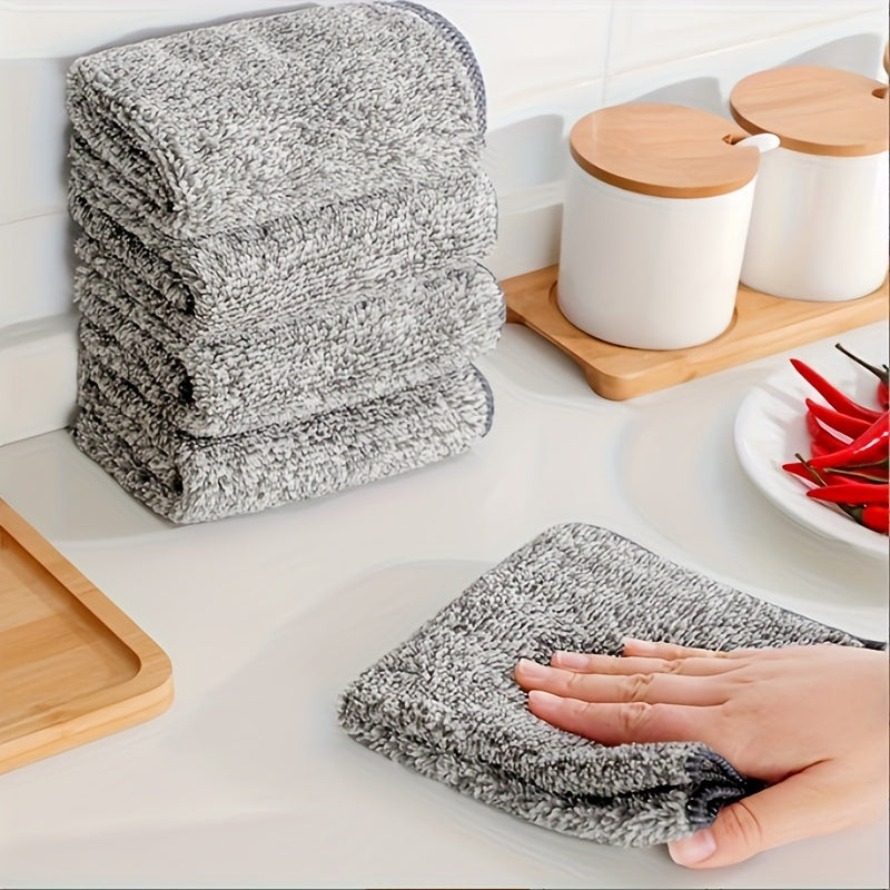 10pcs Microfiber Cleaning Cloths Ultra-absorbent Bamboo Charcoal Towels for Cars and Kitchen