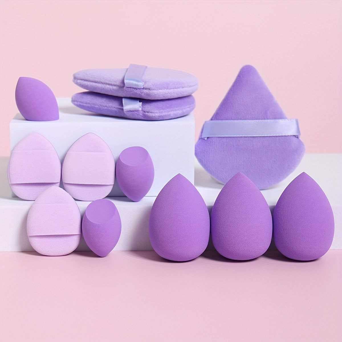 12Pcs Makeup Sponge Set with Velvet Blenders for Foundation, Powder, Liquid
