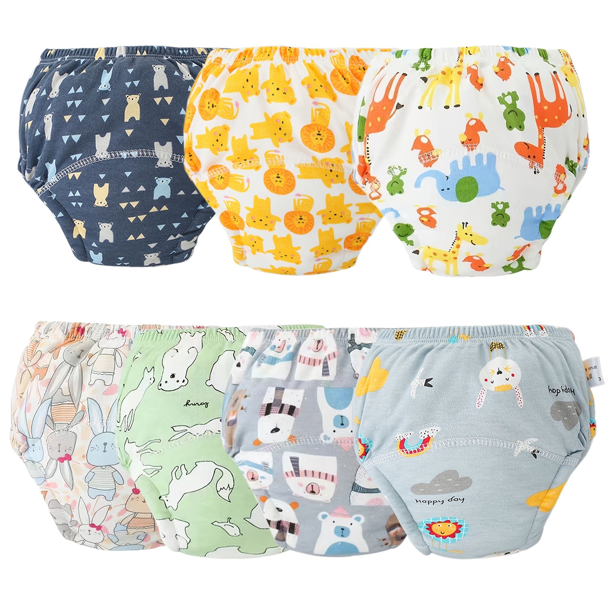 Baby Training Pants Set 7 Washable Cotton Toddler Leak-Proof Elastic Waist Assorted Patterns