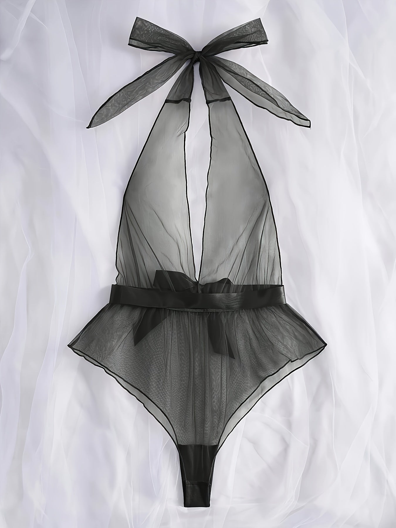 Sheer Halter Neck Bodysuit No Undergarments Included