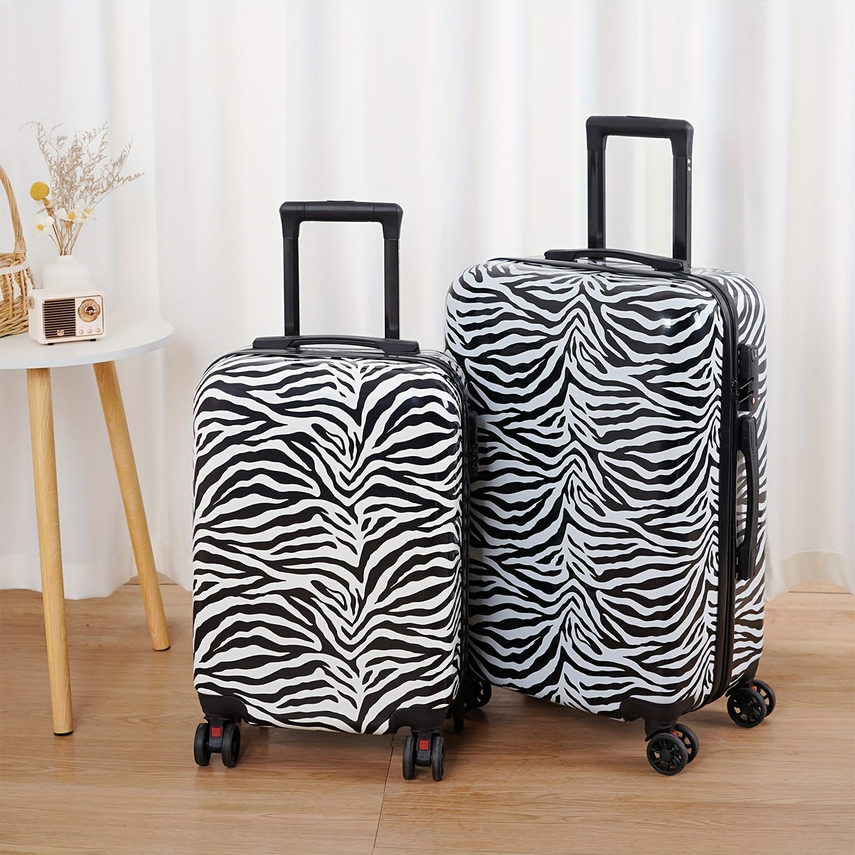 Leopard and Zebra Print Hard Shell Luggage with Spinner Wheels and TSA Lock