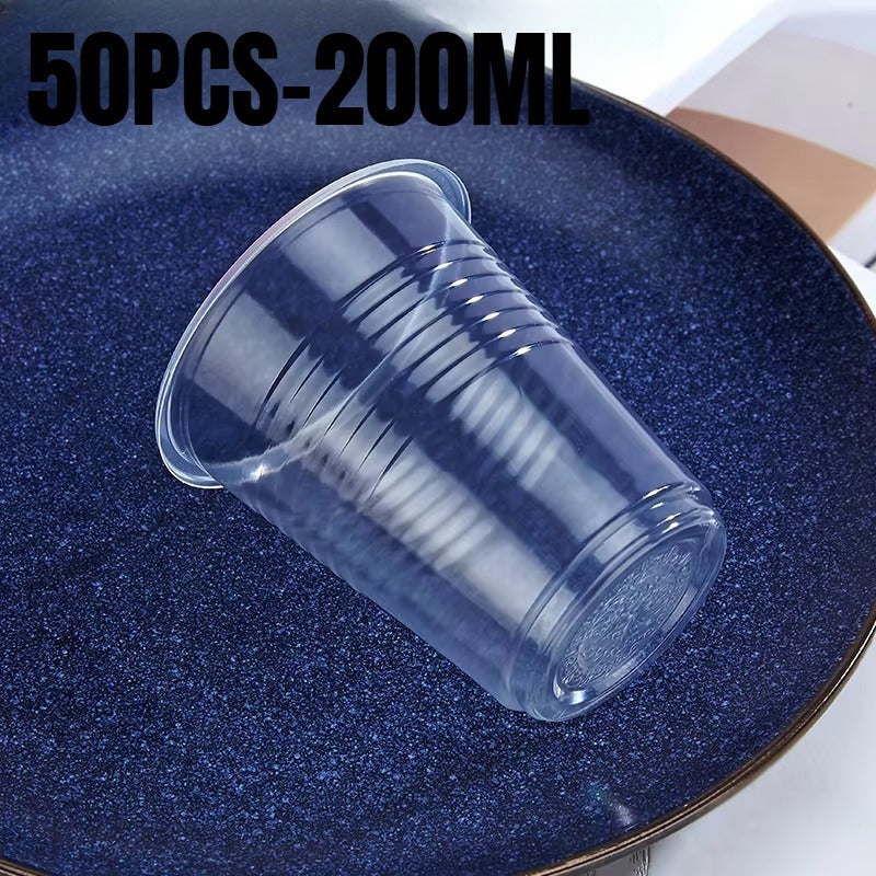 Ochiq plastmassa stakanlar 50-100 dona sovuq ichimliklar uchun muzli choy, sharbat, partiyaga mo‘ljallangan