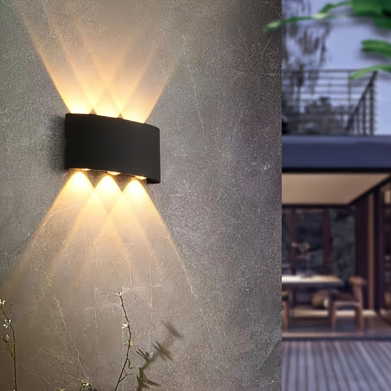 Aplique de pared LED para exteriores con luz cálida, montaje semi empotrado, plástico