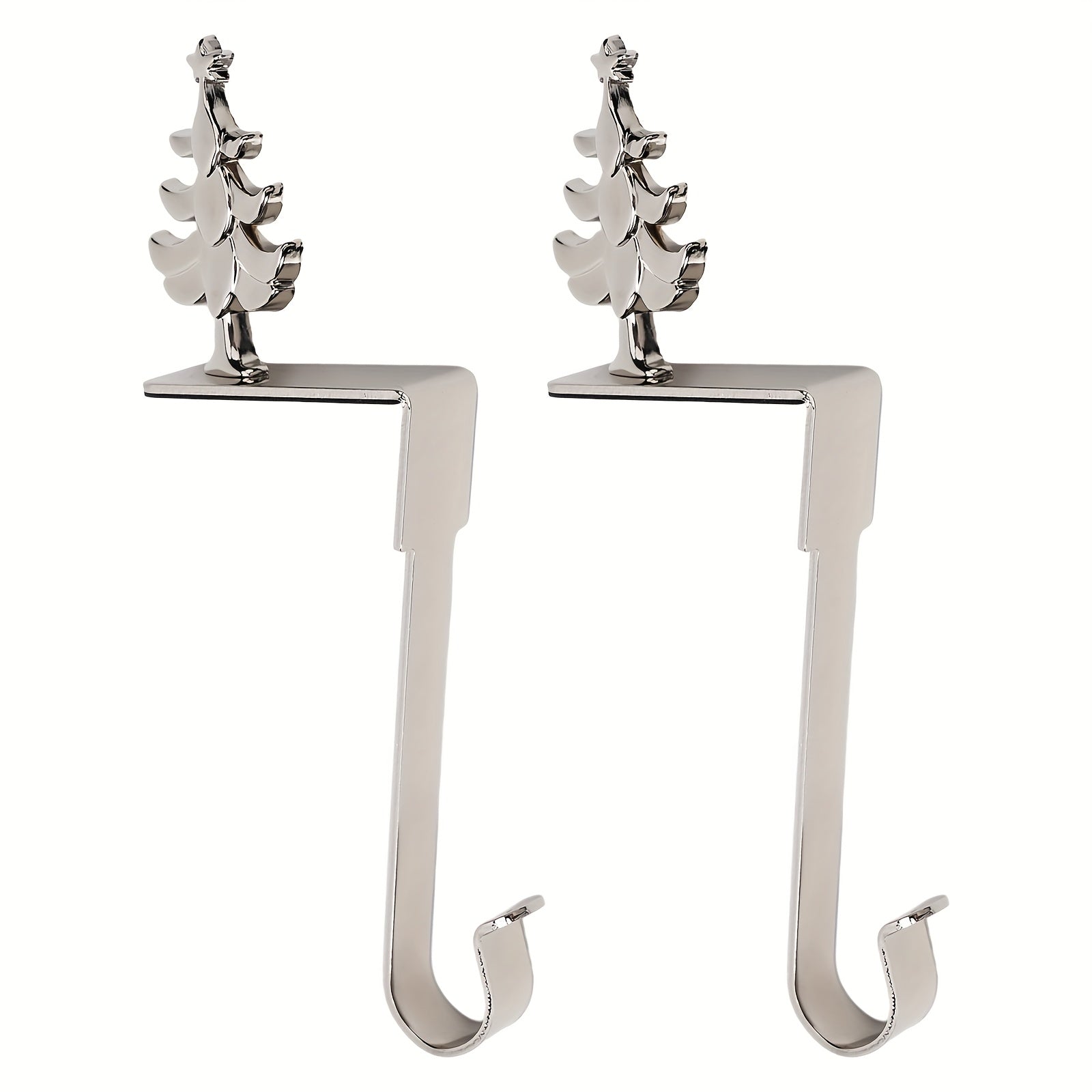 Set of 2 Christmas Mantel Stocking Holders Stainless Steel Snowflake Santa Elk