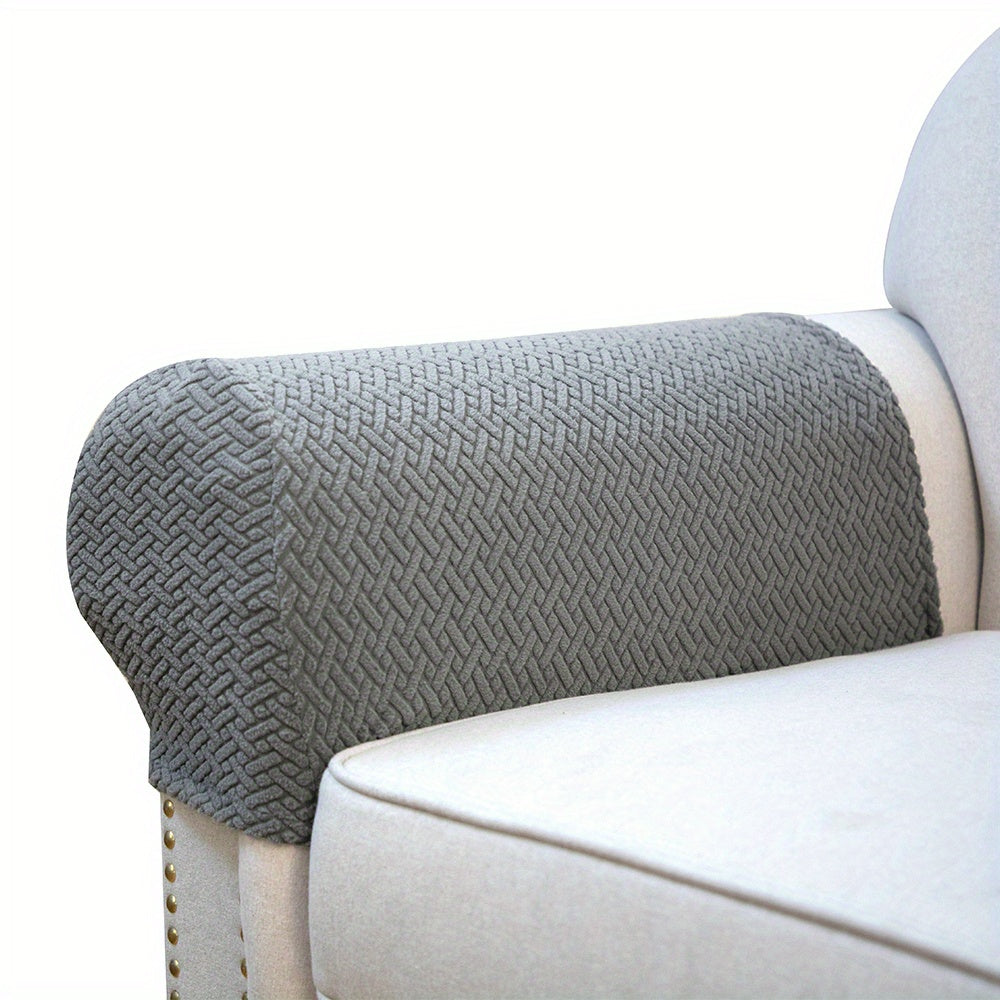2-Piece Stretch Knitted Armrest Covers for Furniture Protection Sofa Chair Recliner Couch