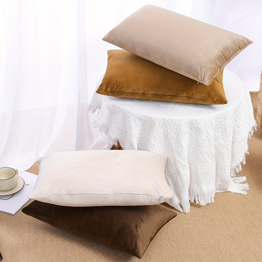 Velvet Pillow Covers with Zipper Closure Machine Washable 100% Polyester for Sofa Bed Car Decor