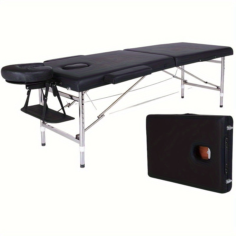 Foldable Adjustable Height Massage Table with Face Pillow for Spa Home Tattoo