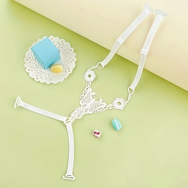 Women's Lingerie Butterfly Lace Shoulder Straps Adjustable Non-Slip Hollow Out Black White Pink