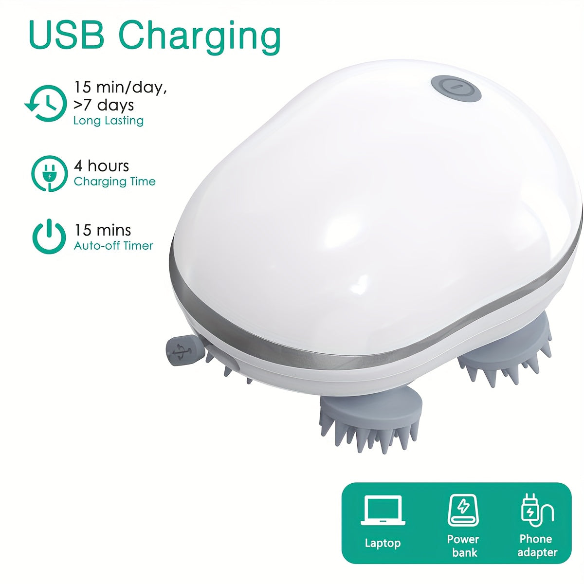 Elektr massaj qiluvchi bosh massajeri, 4 ta olib tashlanadigan tirnoq, qayta zaryadlanadigan, 95 ta tugun, mukammal bayram sovg'asi.