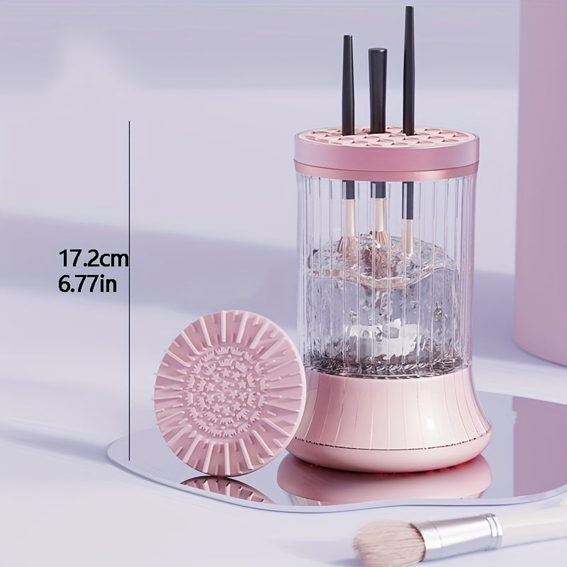 USB quvvatlangan makiyaj cho'tkalarini tozalash va quritish uchun mo'ljallangan, kosmetik cho'tkalar, gubkalar va pufflar uchun chuqur tozalash va tez quritish. Yotoqxona yoki kosmetik stansiyalar uchun ideal. Zamonaviy estetik, mustahkam