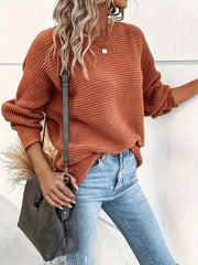 Plus Size Knit Sweater Women Long Sleeve Crew Neck Fall Winter Decor