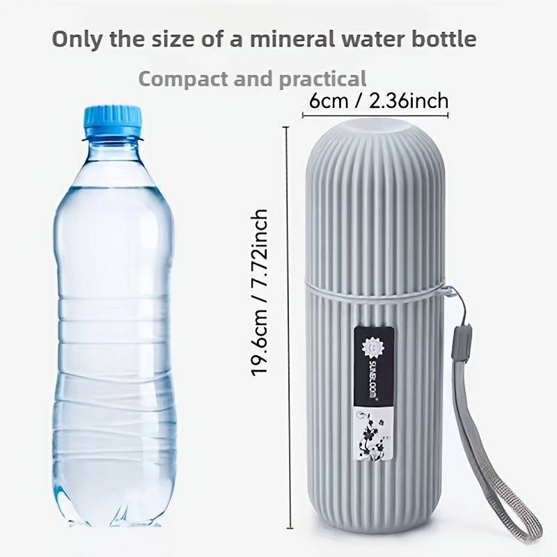 2pcs Pink and Grey Portable Plastic Toothbrush Storage Cases with Lanyard