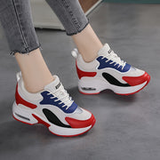 Zapatillas de mujer con bloques de color y aumento de altura, transpirables, de malla, casuales y deportivas