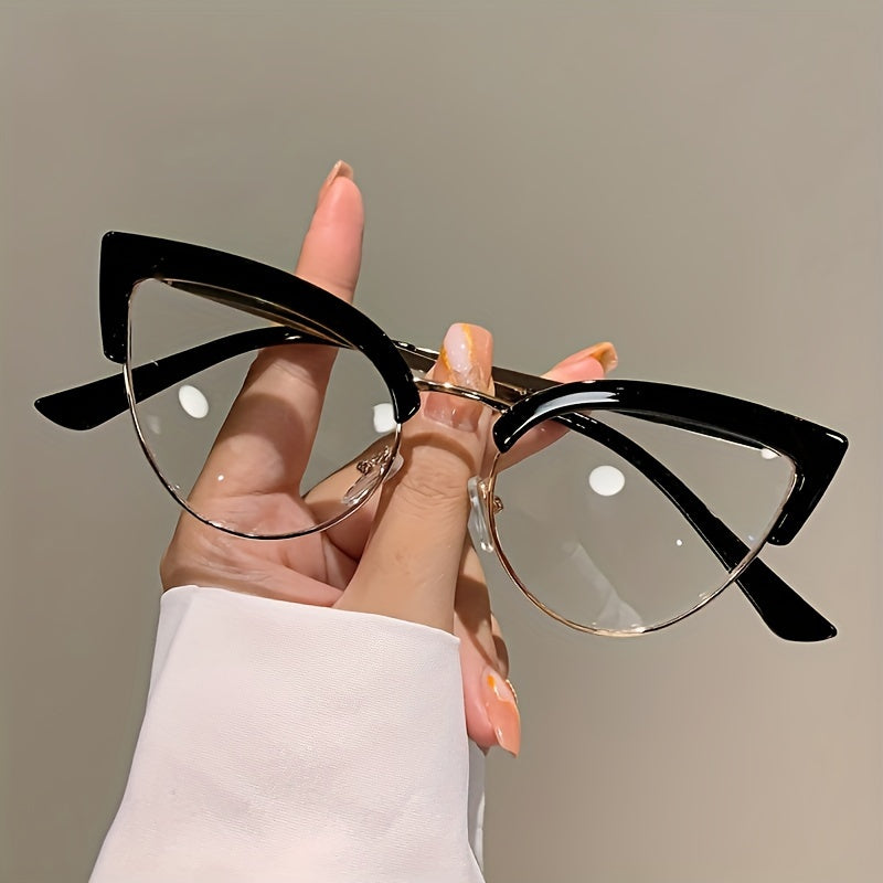 Women’s Blue Light Blocking Glasses with Leopard Print Semi-Rimless Frame for Computer Use