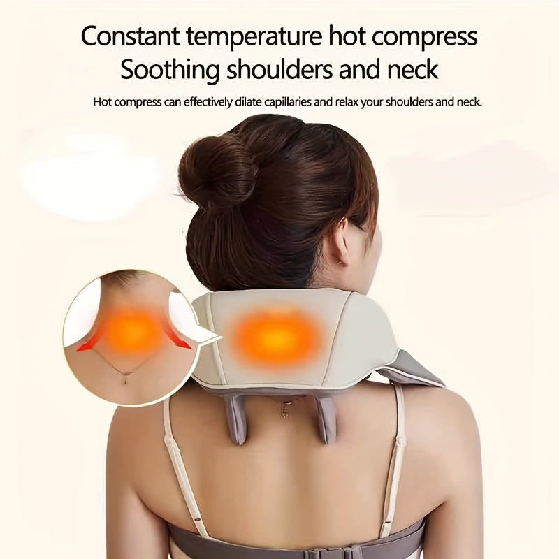 RelaxPro bo'yin va yelka massaj qiluvchi sharf, issiq siqish bilan, qo'l bilan ishlatmasdan, USB orqali zaryadlanadigan, portativ to'liq tana massaj qoplamasi, ideal sovg'a.