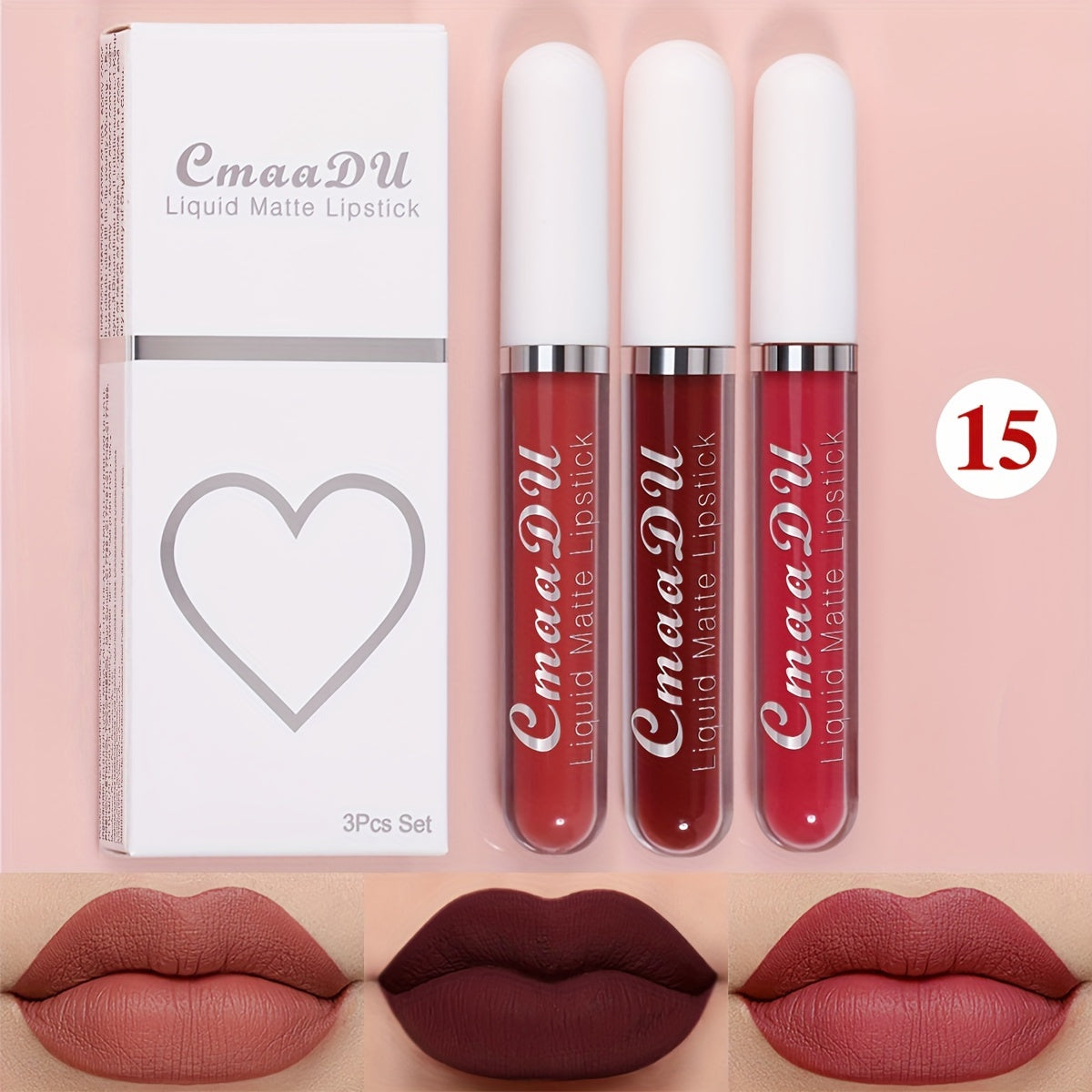 Set de labiales líquidos mate para mujer, a prueba de agua y de larga duración en tonos rojos