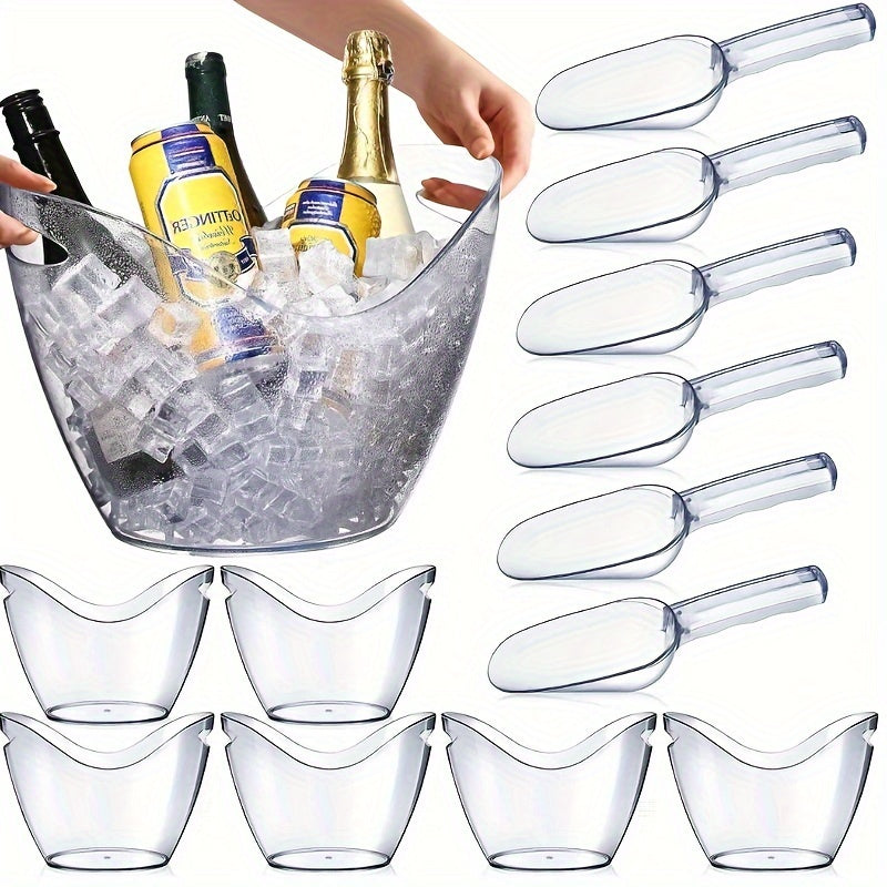 12-Piece Acrylic Champagne Ice Bucket Set with Cups and Spoons for Parties
