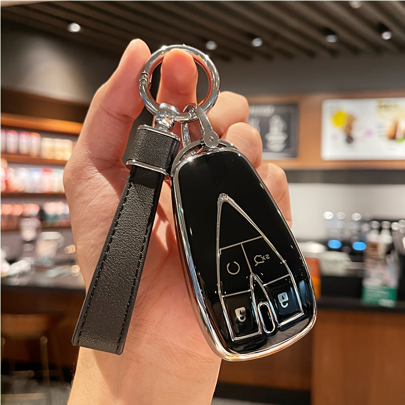 Car Key Cover Case for SUV TPU Leather Key Shell with Key Chain