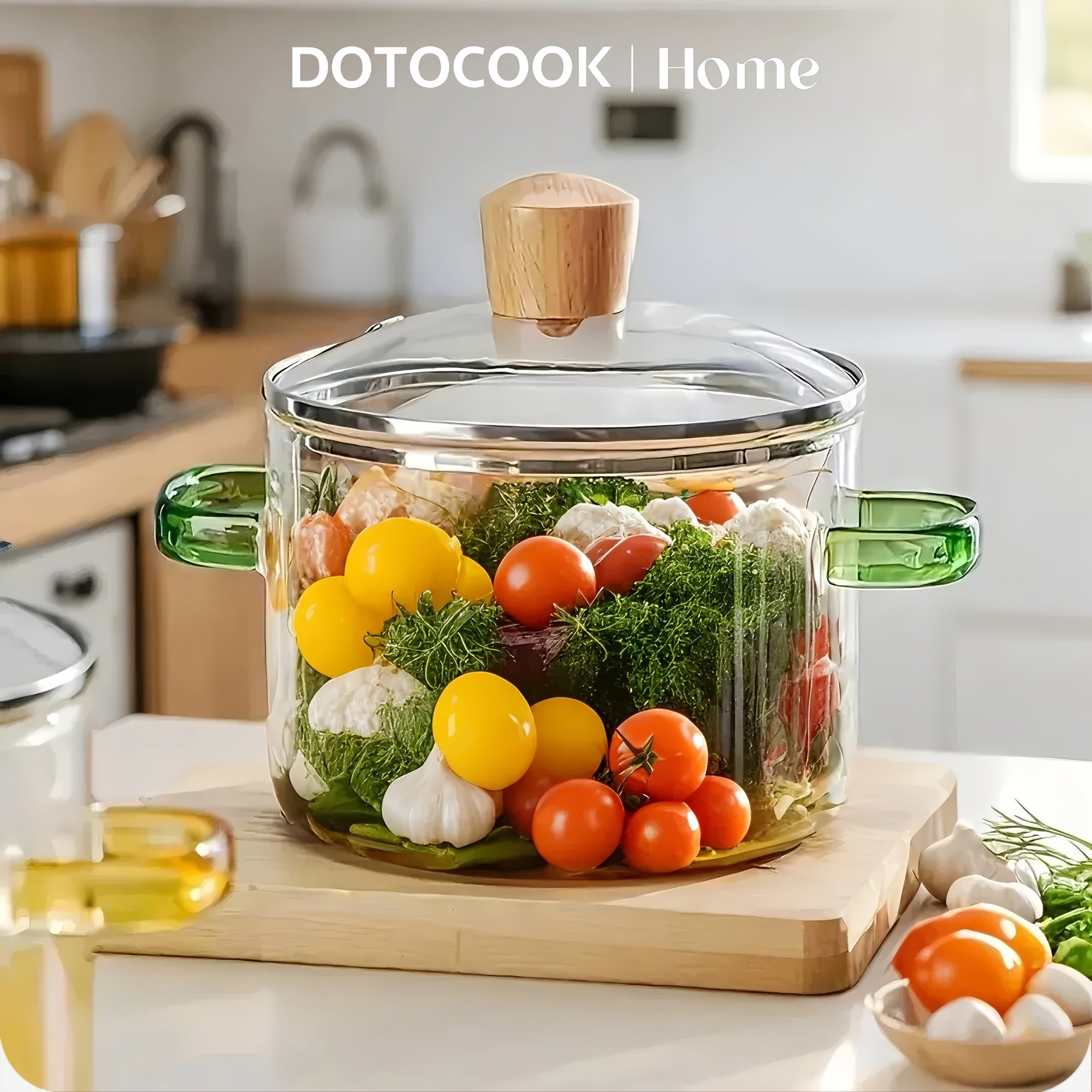 Juego de utensilios de cocina de vidrio transparente con tapas, conjunto de 2 piezas, olla grande para cocinar fideos y bebidas calientes