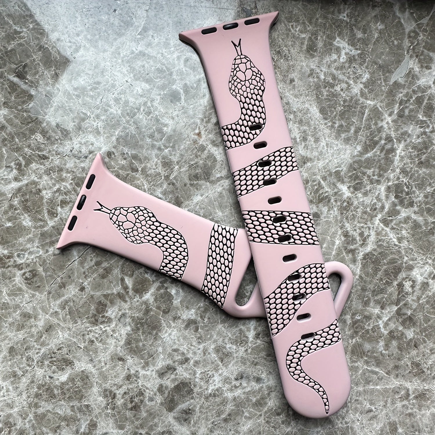 Engraved Snake Silicone Watch Band for Apple Watch All Series Durable Comfortable Strap