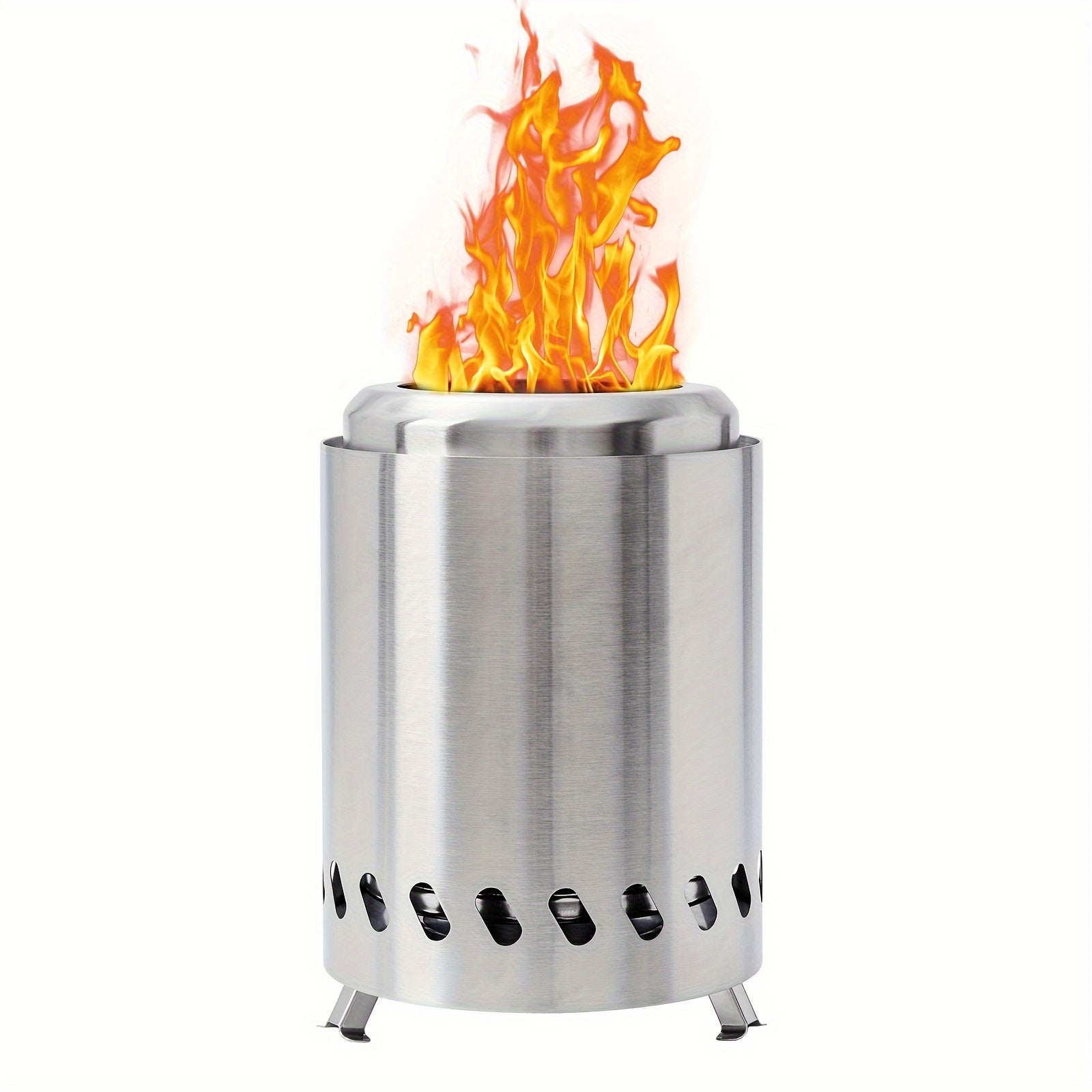 Stol usti olov pit, kichik va portativ, tutunsiz, yog'och yoki pelletlar bilan ishlaydi, zanglamaydigan po'latdan.