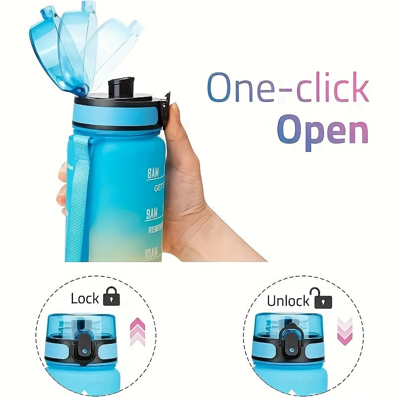 Vaqt o'lchovi va gradient rang bilan 32oz BPA-Free sport suyuqlik shishasi