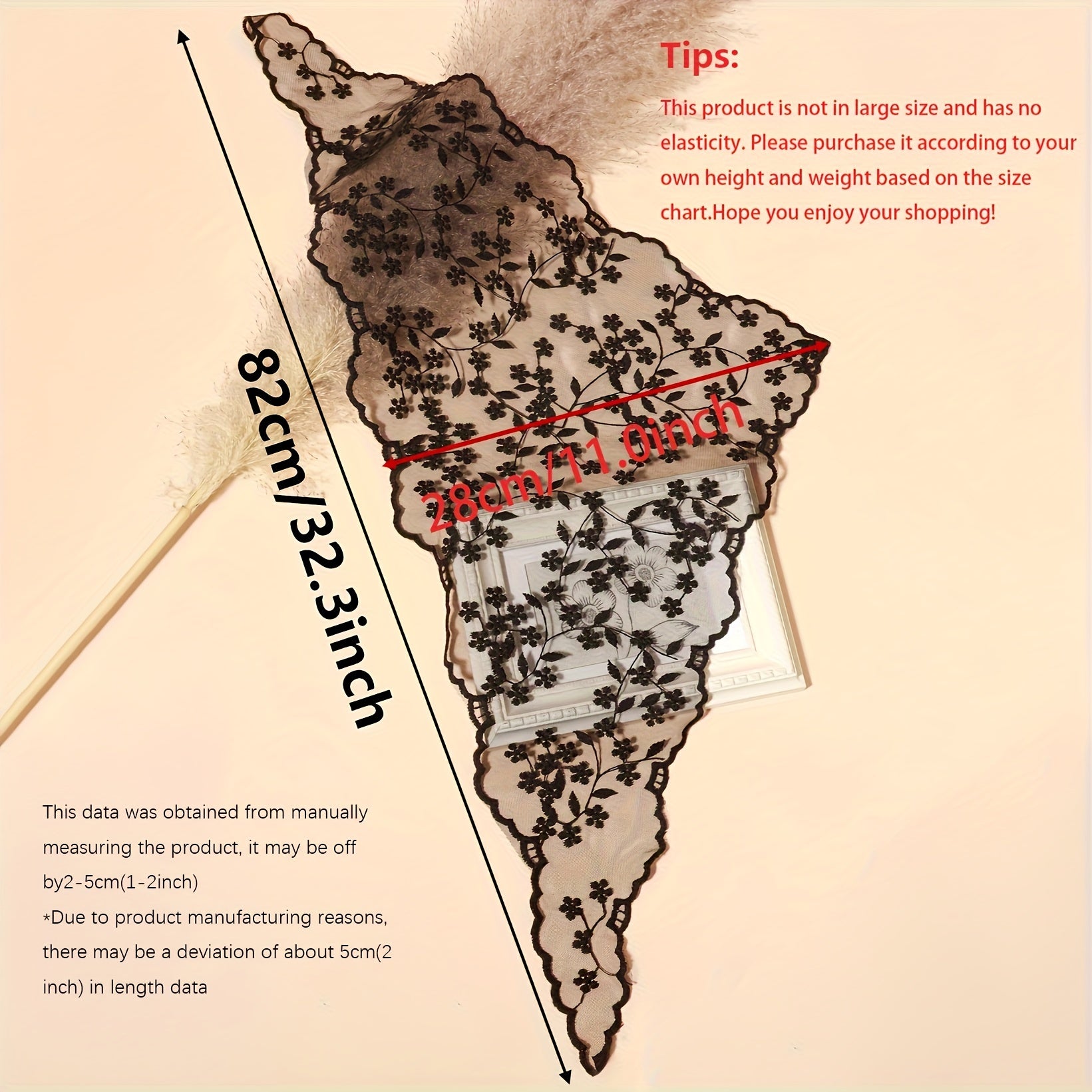 Ladies' Lace Floral Triangle Scarf in Solid Color Polyester for Dates Travel