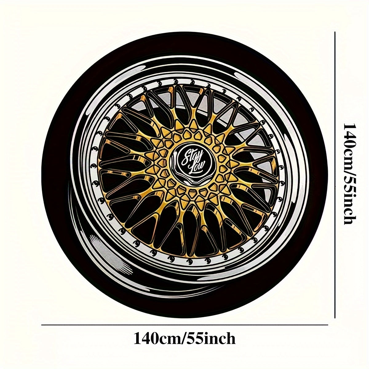 Прибрежный круглый коврик для ремонта 6 мм кристальный бархат противоскользящий с золотой каймой