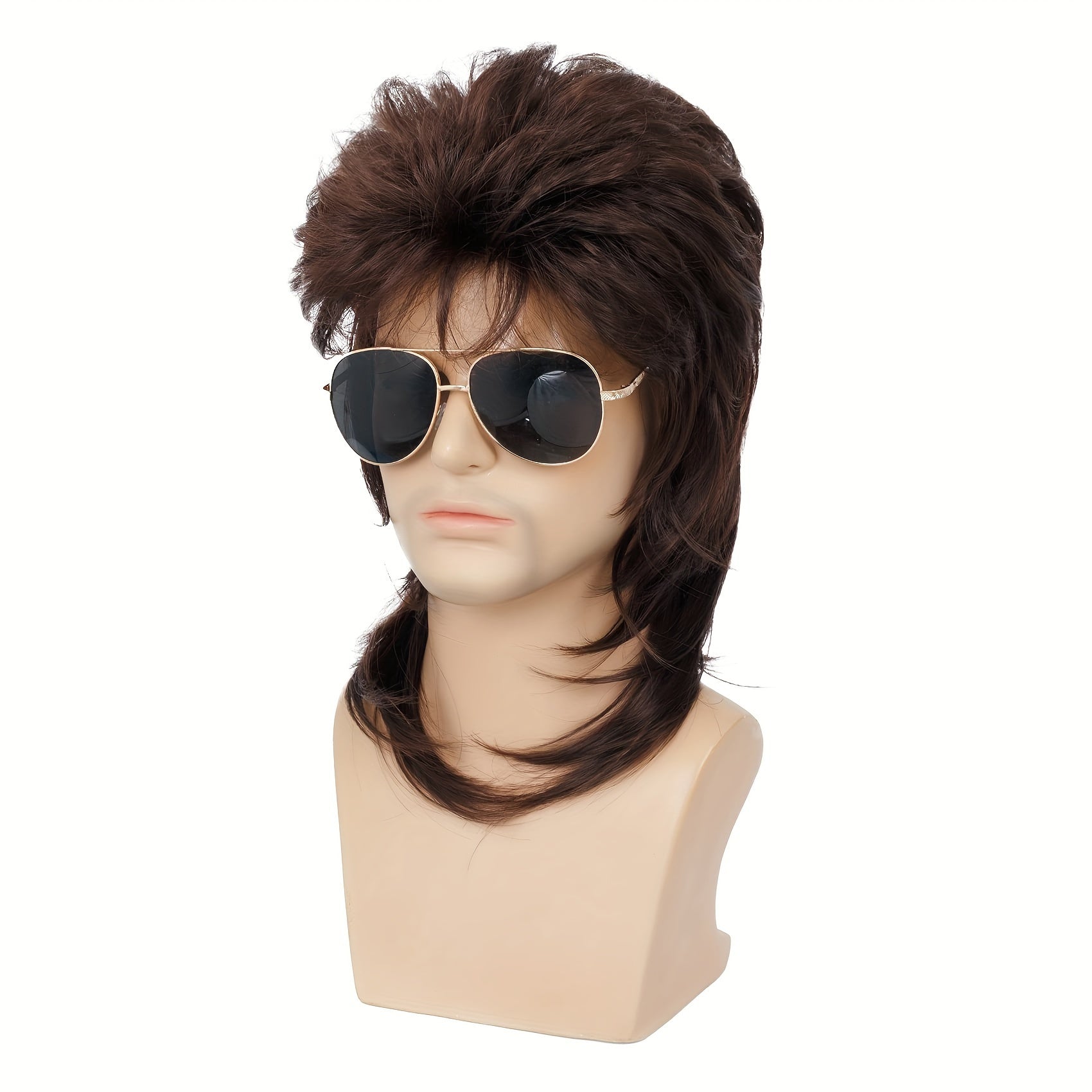 Костюмная парик для Хэллоуина в стиле 70-х 80-х годов для мужчин - синтетический парик-муллет для праздничного наряда - 50,8 см