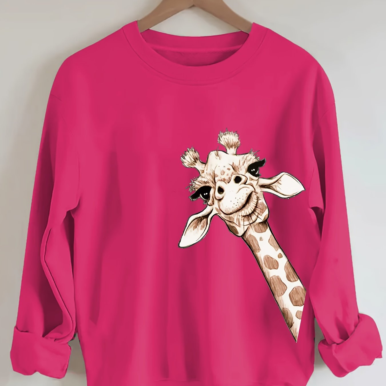 Women's Plus Size Giraffe Print Sweatshirt Casual Crew Neck Long Sleeve Pullover