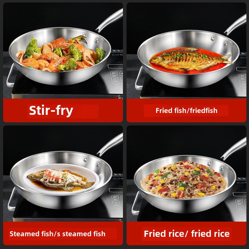1 шт. 12-дюймовой сковороды из нержавеющей стали с крышкой, совместимой с индукцией, с удлиненной ручкой и не покрытой посудой для универсальной готовки.