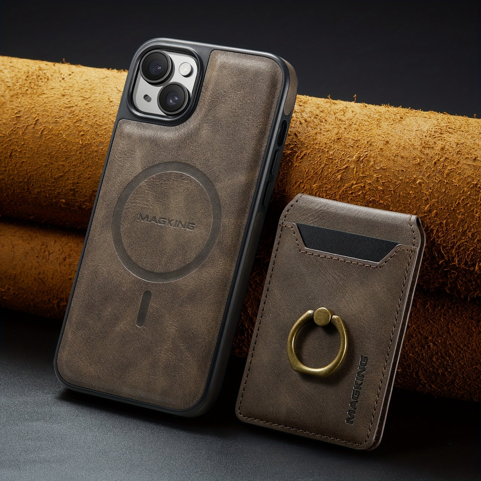 Detachable Faux Leather Phone Case with Magnetic Card Slots Kickstand RFID Blocking for iPhone 12-16 Pro Max Plus