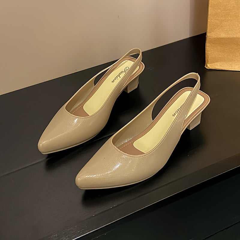 Women’s French-Inspired Pointed Toe Pumps Mid-Heel EVA Wedge Shoes Black Yellow