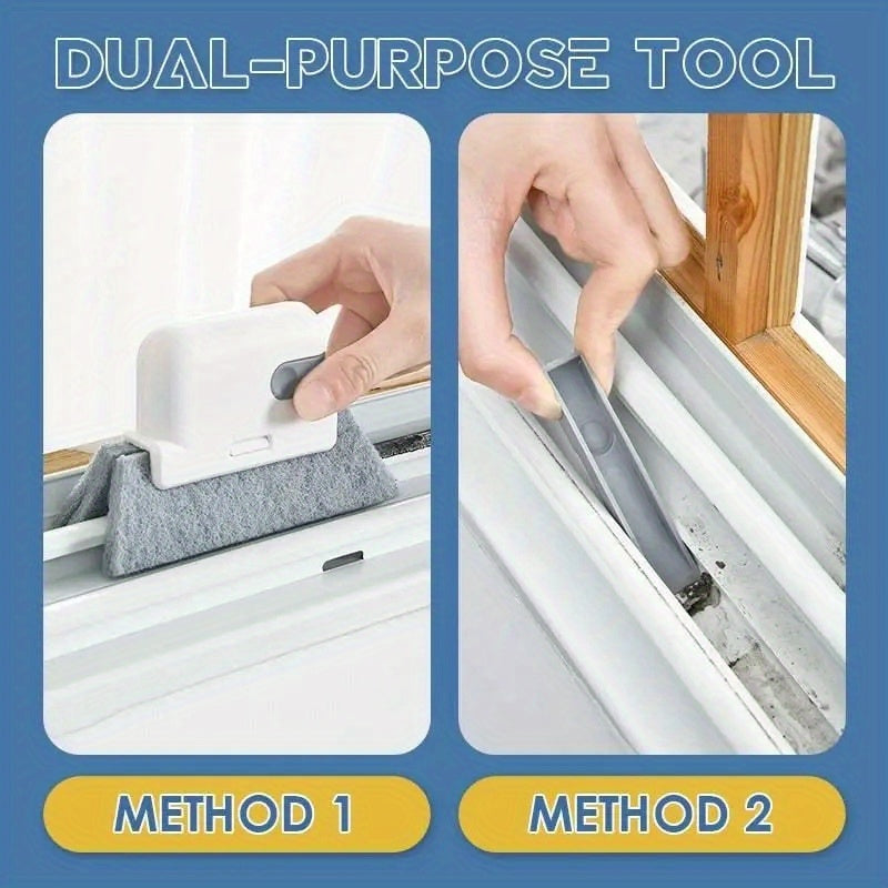 2-in-1 Handheld Groove Cleaning Tool Durable Plastic Easy-Grip for Windows and Doors