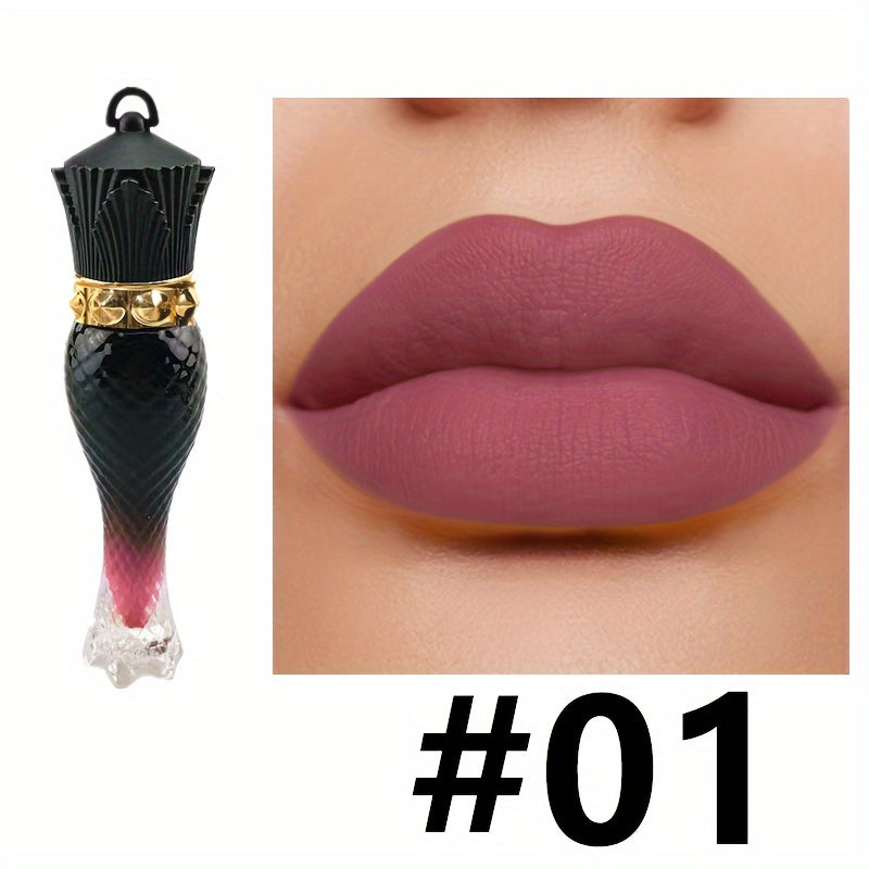 Brillo de labios mate de terciopelo para mujer, tono nude, de larga duración, hidratante, lápiz labial rojo