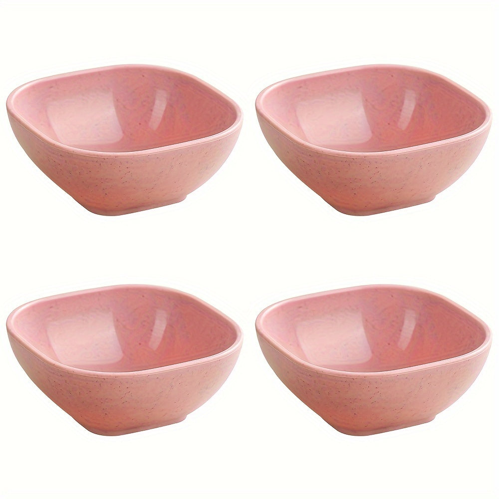 Set of 4 Colorful Wheat Straw Square Sauce Dishes for Jam Vinegar and Seasonings
