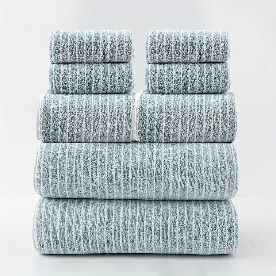 Набор из 8 полотенец из кораллового флиса с двойной шириной полос, быстро сохнущие, впитывающие, не оставляющие ворс