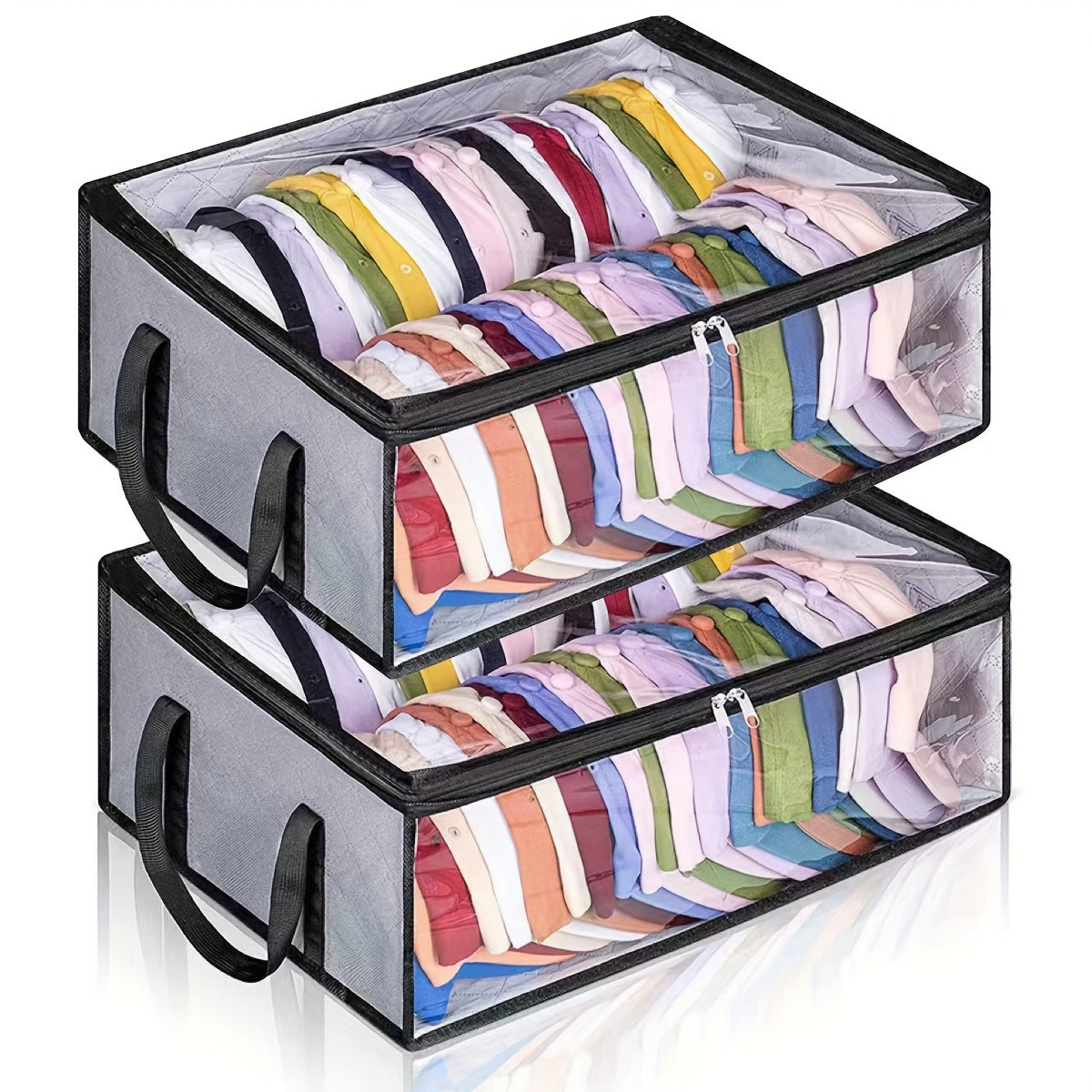 2 Pieces Hat Storage Dust Bags Foldable Organizer with Transparent Lid and Windows